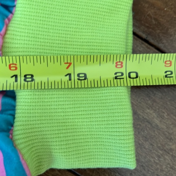 oversized striped neon teal pink striped sweatshirt womens sized medium - Picture 2 of 3